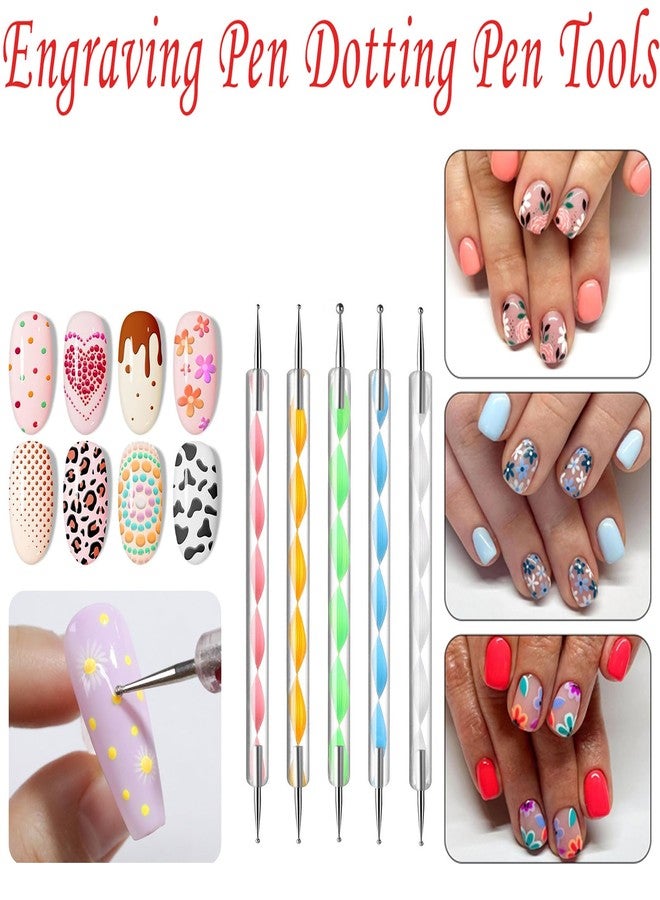 AUOCATTAIL 23 Piece Nail Art Tools Set Resin Nail Art Palette Nail Art Brush 2-way Acrylic Silicone Engraving Pen Dotting Pen Tools DIY Home Salon Makeup Display Board Nail Art Kit (White) - Image 4